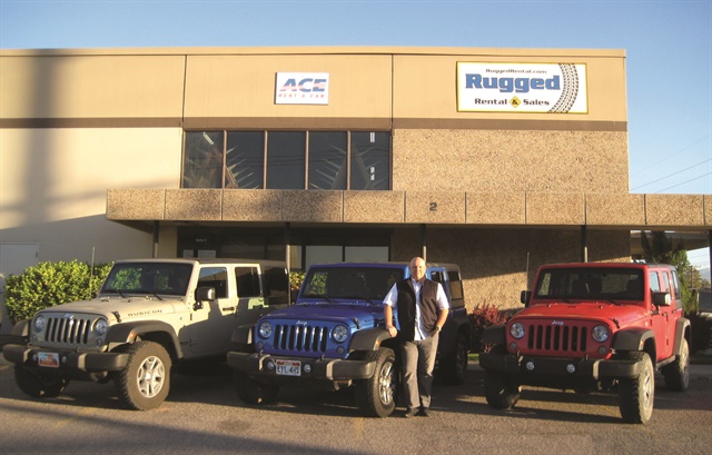 “Our vehicles appeal to renters who like the outdoors,” says Chad Knavel, vice president and general manager of Rugged Rental. “We also tend to get younger renters who can’t afford to buy a vehicle like the Jeep Wrangler, so it makes sense for them to rent it.” Photo courtesy of Rugged Rental.
